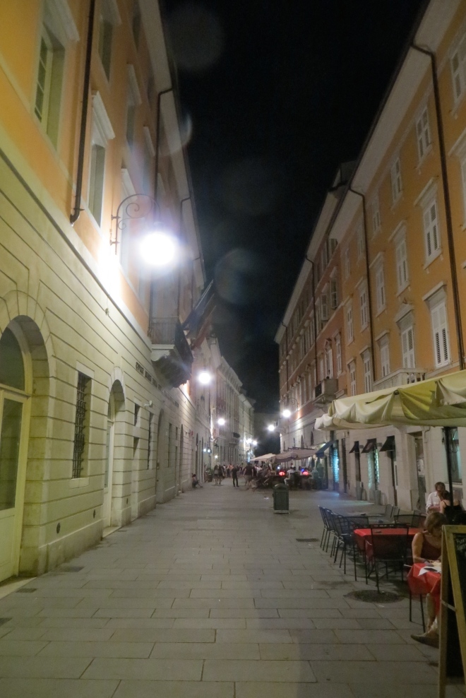 Triestino pedestrian street at night